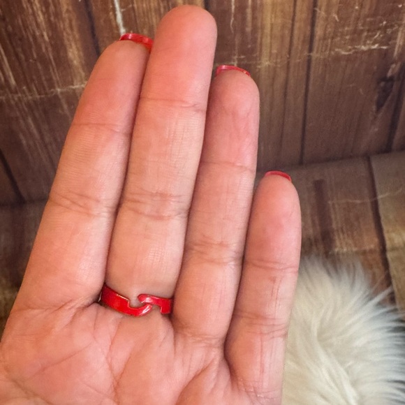 Butterfly Red Ring with Rhinestones Adjustable One Size - Picture 5 of 7